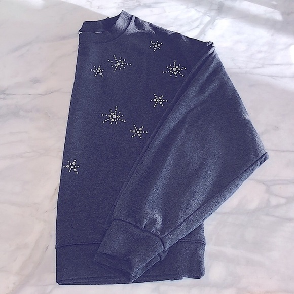 Gap Crystal Embellished Pullover Gray Sweatshirt - Picture 3 of 6